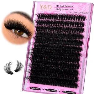 DIY Fluffy Lash Clusters Thick 200D Volume Eyelash Clusters 14 20mm Wispy Individual Lashes D Cur Cluster Eyelash