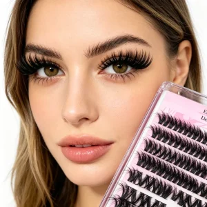 DIY Friendly Thick Semi Handmade Natural Bonded Black Band 10D Dramatic Look False Eyelashes