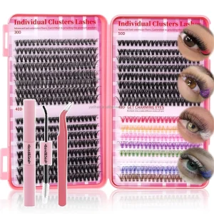 DIY Handmade Colored Synthetic Hair Lash Clusters Tray Individual Lashes Mega Volume Mixed for Private Label Cluster