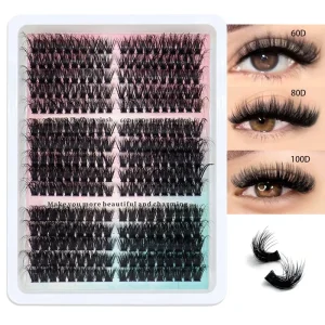 DIY Handmade Faux Mink Natural Black Press On Cluster Eyelashes Thick Lightweight Self Adhesive Pre Cut Dense Eyelash