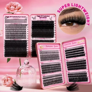 DIY Handmade Individual for Cluster Eyelashes Set D for Mixed Lengths 30D 40D 60D Volume Large Capacity Lash Clusters Book