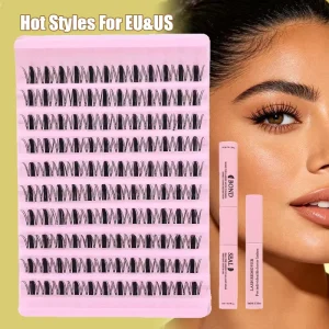 DIY Handmade Lash Cluster Eyelash Clusters Spikes Kit Custom Fan Lashes Russian Curly 12 Rows Faux Mink