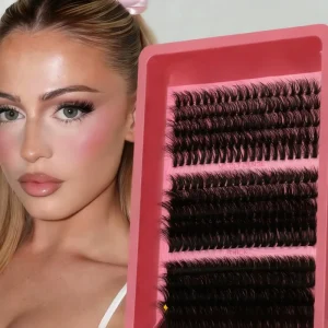DIY Handmade Segmented Single Tuft 12 Rows False Eyelashes with Thick Curled European & American Style