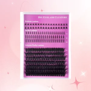 DIY Handmade Synthetic Black Cotton Stalk Lashes Kit 0.05mm Thickness Reusable Bottom Spiky Segmented Styles
