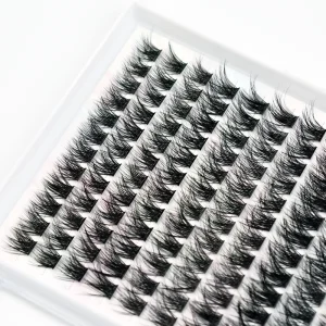 DIY Handmade Synthetic Hair Eye Lash Extensions Faux Mink Ultra Thin Fluffy Clear Heat Bonded Band Soft Kit Crisscross