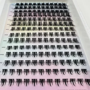 DIY Handmade Wispy Cluster Eyelashes Synthetic Fiber Bridal Makeup 2 Rows