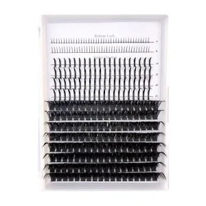 DIY Hot Melt Cluster Semi Hand Made 12 Rows False Eyelashes Synthetic Hair 0.07mm Waterproof Soft Thick Curly Eyelashes Kit