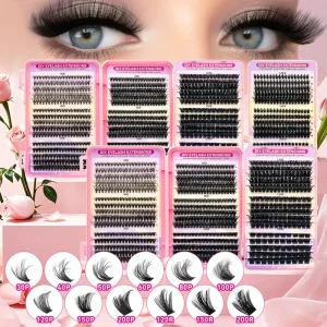 DIY Lash Cluster Book Kit Waterproof Handmade Cluster Eyelashes Custom Logo Lash Storage Book