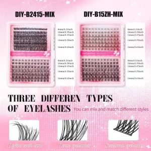 DIY Lash Cluster Eyelashes 14 Rows Eyelash Bundle Set European American 18mm High grade Fiber Semi Hand Made Black Cotton Band