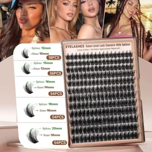 DIY Lash Clusters 180Pcs Spiky Individual Lashes 10-20mm Mix Length for Salon Home Use