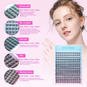 DIY Lash Clusters Book Kit Spike Volume Individual Lashes with Tools False Eyelashes