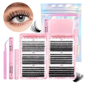 DIY Lash Clusters Kit Bond&Seal Remover Tweezers Dual Brush Mixed 30D 40D 50D Faux Mink Full Set OEM Private Label