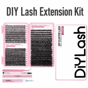 DIY Lash Clusters Kit Mixed 30D 40D 50D Faux Mink Bond & Seal Remover Tweezers Lash Brush Full Set OEM Private Label