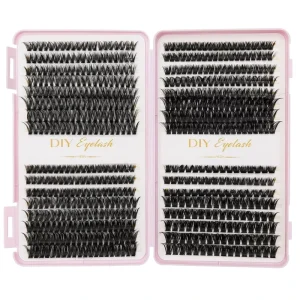 DIY Lash Clusters Kit Wispy Fluffy Faux Mink Lashes Mixed 50D 60D 80D 100D Supplier Private Label