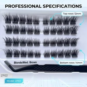 DIY Lash Clusters Kit With Tweezers Clear Case Feathered Voluminous Individual False Eyelash Extensions Bulk