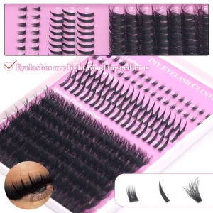 DIY Lash Clusters Mixed Style 12 Rows Manga Spiky Individual Lashes Volume Fluffy Cluster Eyelash Kit