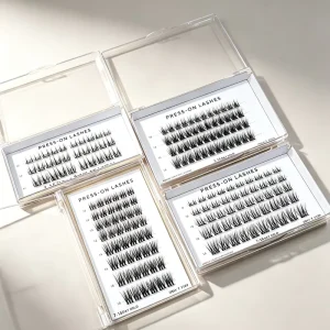 DIY Lash Clusters Press on Eyelash Custom Sizes and Curls Acrylic Box Self Adhesive Strip Lashes for Europe Salon Supplies