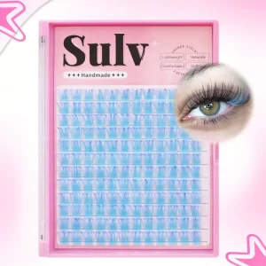 DIY Lash Extension Segmented False Eyelashes Cluster Light Blue Lash Clusters Private Label