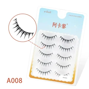 DIY Natural Full Strip Mink Fur Eyelashes A008 Pair of Fake Eyelashes for Foreign Trade