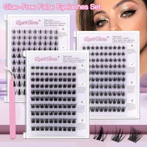 DIY No Glue Eyelash Self Adhesive Lash Clusters Press on Lashes Glue-Free Cluster Lashes Self-Adhesive