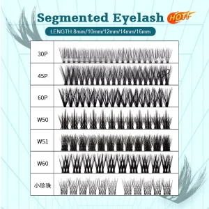 DIY No Glue Self-Adhesive Synthetic Hair Natural Long Cruelty-Free Vegan Eyelash Extension Individual Cluster
