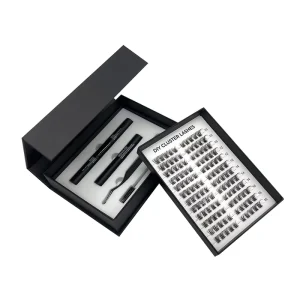 DIY 睫毛簇套装定制徽标韩国 PBT DIY 簇状睫毛哑光黑色睫毛簇套装
