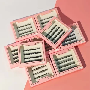 DIY Pre Glued Full Strip Eyelashes Cluster Lashes Self Adhesive Clear Band Needed Press on Application