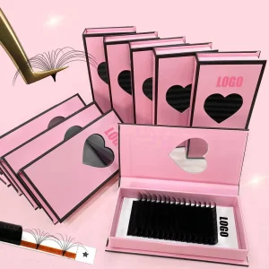 DIY Private Label logo Soft Volume Eyelash Extension Trays Dark Matte Black Silk Mink Cashmere Eye Lash Extension
