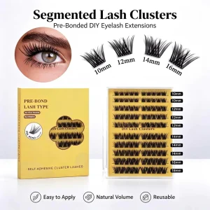 DIY Segmented Glueless Handmade Cruelty Free Lash Extensions Dense 3D Stereo Self Adhesive False Eyelashes 3 Seconds Quick