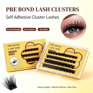 DIY Segmented Glueless Handmade Cruelty Free Reusable 10 Pairs Dense 3D Stereo Self Adhesive Black Cotton Stalk Eyelashes
