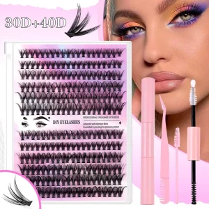 DIY Segmented Synthetic Hair False Eyelashes 12 Row Large Capacity 30D+40D Combination Hot Melt Set