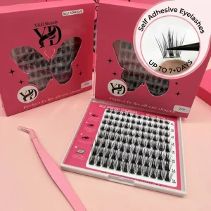 DIY Self-Adhesive C for Individual Eyelash Extensions Press on Lashes 8-14 mm 3D Effect Lash Clusters Kit Korean PBT