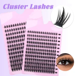 DIY Self Grafting Handmade PBT Cluster Lashes European Big Eye Style Soft Curly Segmented Multiple Lengths Mix Match 12 Rows
