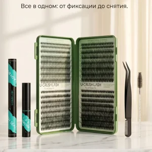 DIY Self apply Synthetic Fiber False Eyelash Kit Black Cotton Stalk Band Segmented Three dimensional Volume Lashes