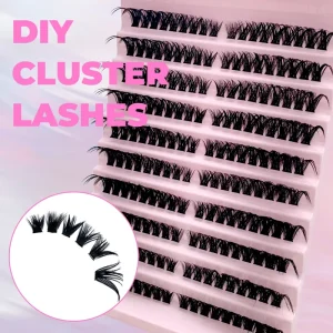 DIY Single Cluster Segmented Ten Rows D Curl Thick Hot Melt Natural False Eyelashes