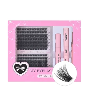 DIY Single cluster Segmented Volume False Eyelash 14 Rows 30 60D Set with Glue Tweezers Tool Kit