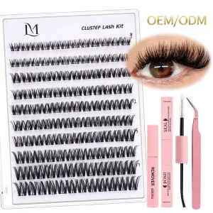 DIY Synthetic Handmade Lash Extensions Kit Segmented Lashes Mixed Lengths Cluster Eyelash Set Wispy Spiky Volume Lashes Glue