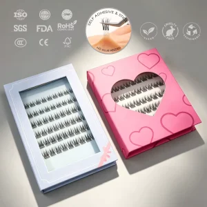 无胶簇状睫毛防水透明胶预涂胶DIY纯素自粘式可重复使用3D效果睫毛