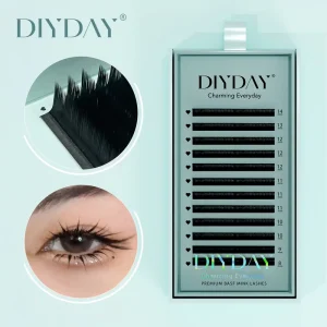 DIYDAY 0.05 0.07 L LC LU M Shaped Mink Individual Volume False Eyelash Extensions Vendor for OEM ODM