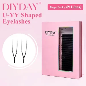 DIYDAY 48 Rows Dense U YY Premade Wispy for Lashes PBT 0.07mm Thickness C D Curl Natural Soft