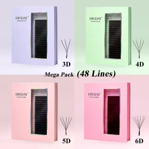 DIYDAY 48Rows U-Shaped 3D4D5D6D Eyelash Extension Large Pack Mixed U Shape Lashes Super Soft Material Faux Eyelash