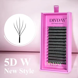 DIYDAY 5D 2.0 W Shaped Eyelash Extensions Natural Soft False Mink Eyelashes Full Dense Premade Easy Fan Lashes for Salon