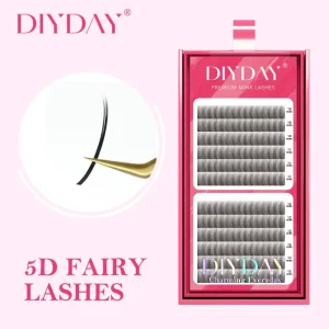 DIYDAY 5D Fairy Eyelash Extension Premade Fans Individual Cluster Synthetic Hair Korean Material C Curl 15mm 0.15mm Box
