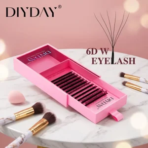DIYDAY 6D W Shaped Wispy for Handmade 12 Rows 0.07mm Thickness Natural Eyelash Extensions