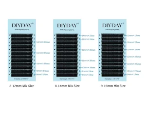 DIYDAY 7D W Shape Premade CC Curl Eyelash Extension 0.07 Thickness Natural Korean PBT Fiber for Private Label Box Package