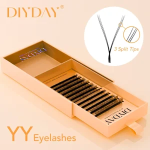 DIYDAY Double YY Shaped Faux Mink Lashes C D Curl False Eyelash Extensions Makeup Supplies PBT Material Colorful