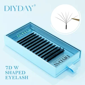 DIYDAY Factory Price 7D W Premade Full Strip Eyelash Extensions 0.07mm Thickness C/D Curl Eco-Friendly Natural Soft
