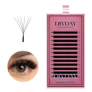 DIYDAY New Arrival 6D Clover Premade Fans L LU M Curl Mink Machine Made Natural Long Eco friendly Eyelash Extensions