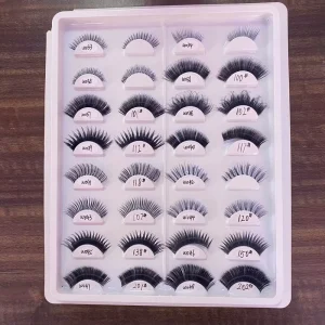 DW WSP 747 Full Strip Handmade False Eyelashes New Human Hair 8-15mm Length Natural Soft Wispy Transparent Plastic