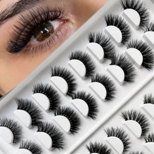 DYL 3D Faux Mink Eyelashes Vegan Synthetic Handmade Black Cotton Band for Natural Wispy Cruelty Free 18mm 0.10mm Customizable